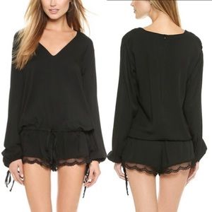 One Teaspoon Vintage Priscilla Black Lace Trim Romper